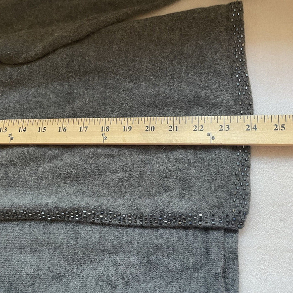 Vintage Y2K Sag Harbor Sweater Women Petite Large Gray Wool Blend Knit Beaded - Picture 11 of 11
